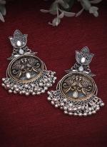     Silver Traditional Wear Oxidised Jhumka Set 